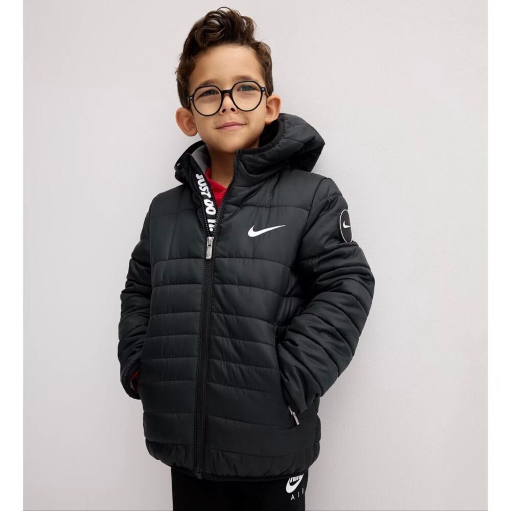 NWOT Boys Nike Midweight Fill Black Puffer Jacket Coat Size 24m